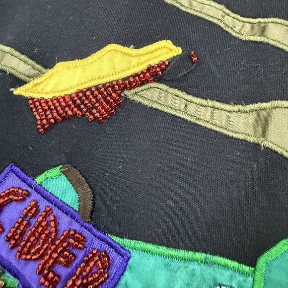 Vintage Halloween Fall Pumpkin Top Womens M Sequins Long Length - Picture 3 of 13